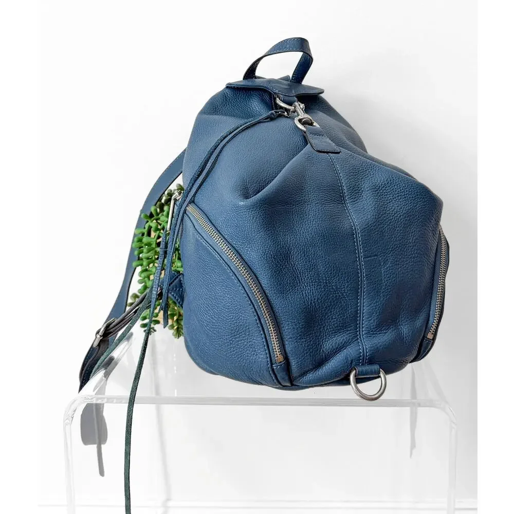 Rebecca Minkoff Julian Backpack Purse in Blue Pebbled Leather - Picture 4 of 12